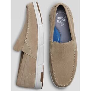 Men's / Unisex Nunn Bush Luca Suede Moc Toe Venetian Loafers Stone/Tan Size 9
